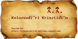 Kolozsvári Krisztián névjegykártya